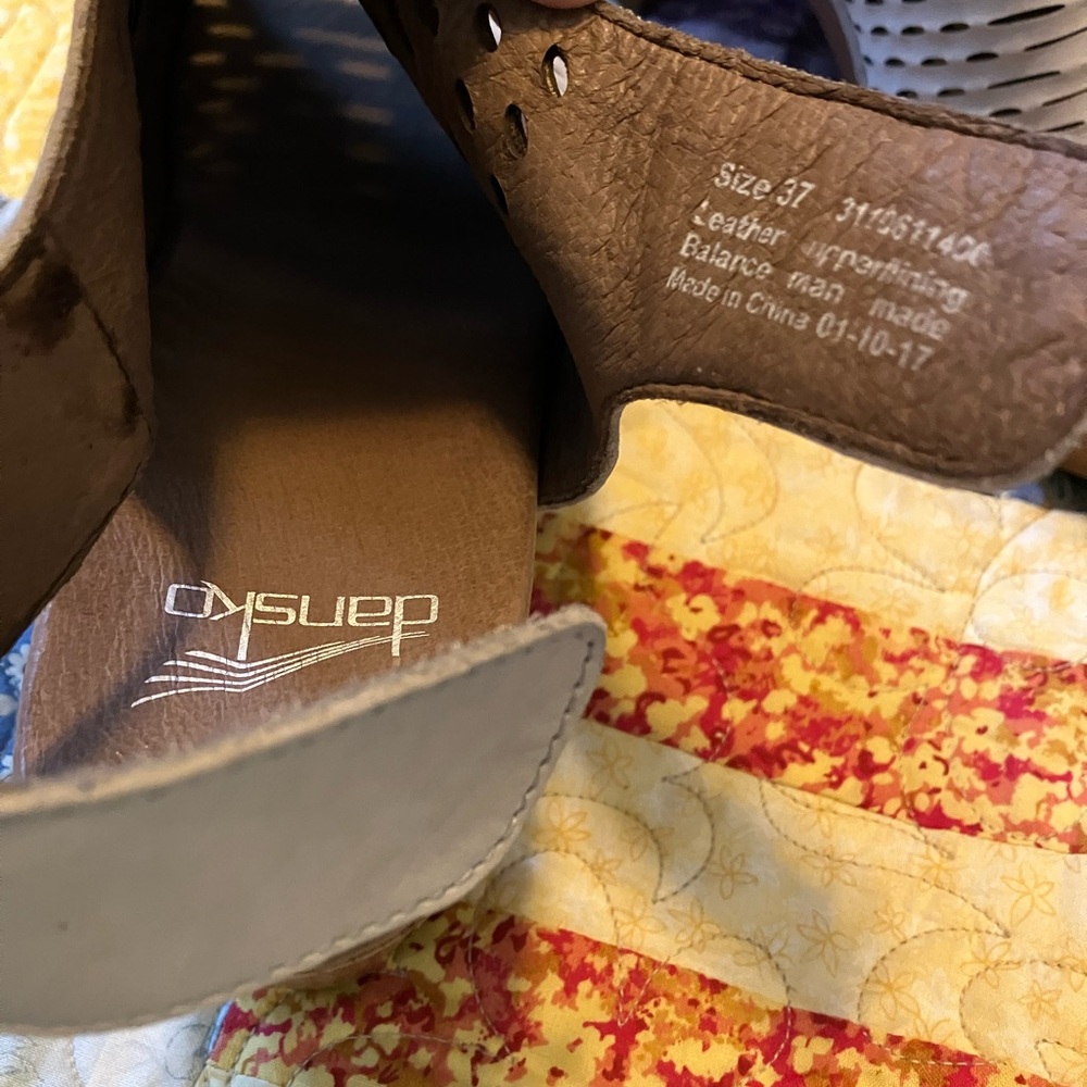 Women's Dansko Cream Peep-Toe Heeled Sandals - Picture 4 of 6